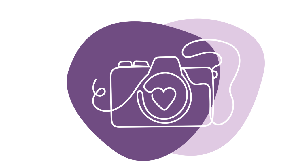 Kamera med hjärta och linjeform